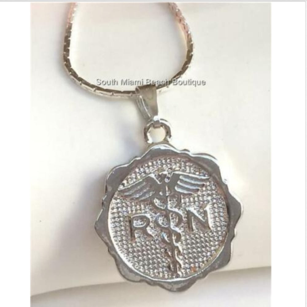 Elegant Silver RN Pendant Necklace